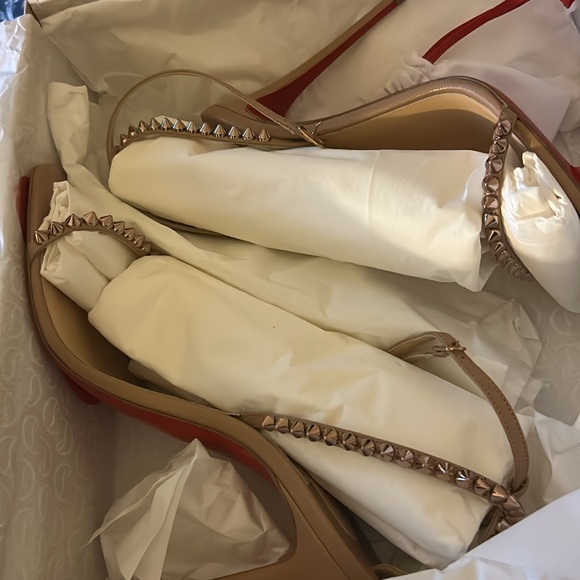 Christian Louboutin Shoes - Christian Louboutin Tan Studded Heels